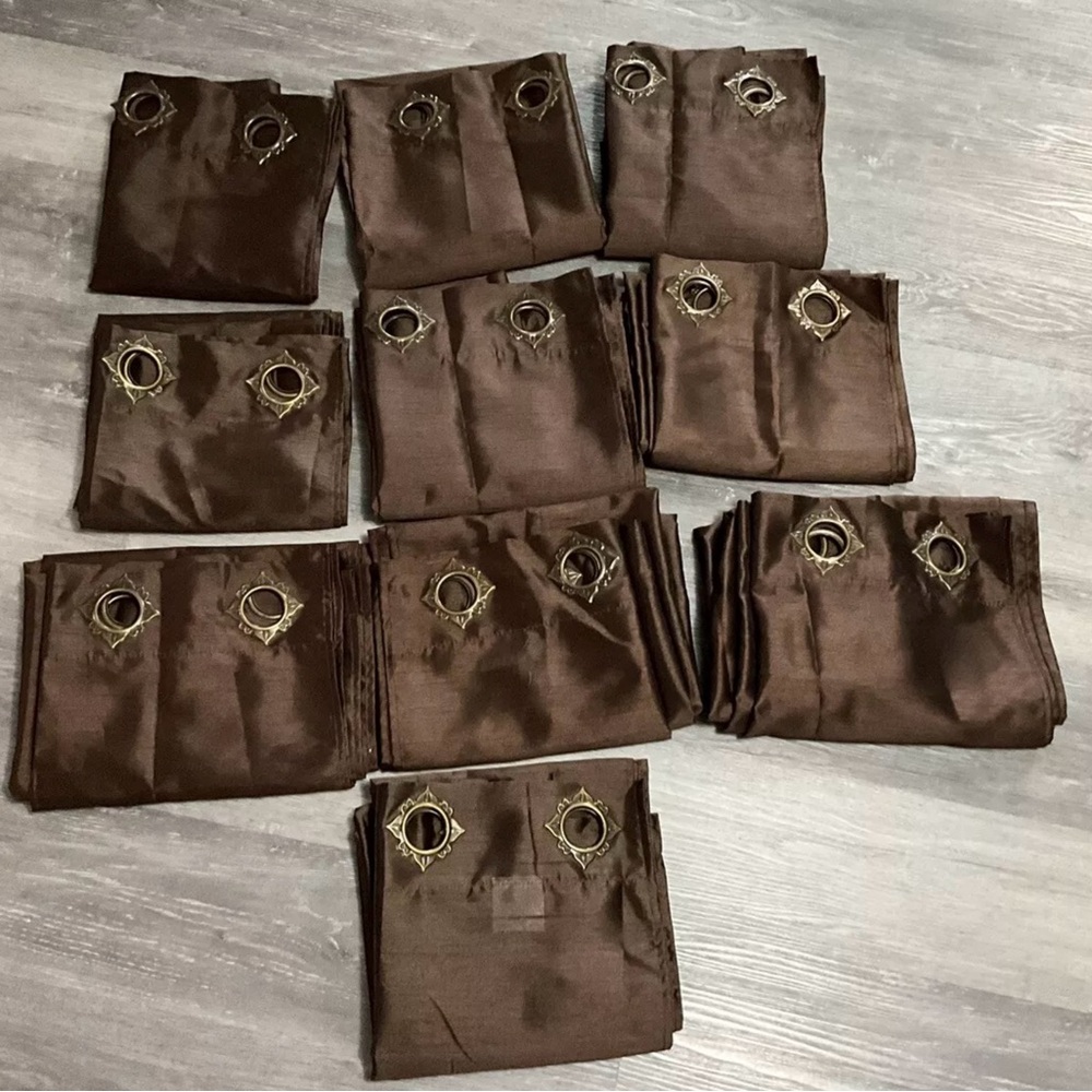 10PC SOLID BROWN SHEER INDOOR PANEL, 6 GROMMETS WINDOW CURTAIN 38W X 84H